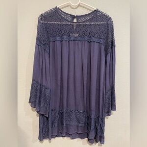 Periwinkle Umgee Tunic Blouse Dress. Lace Size Small